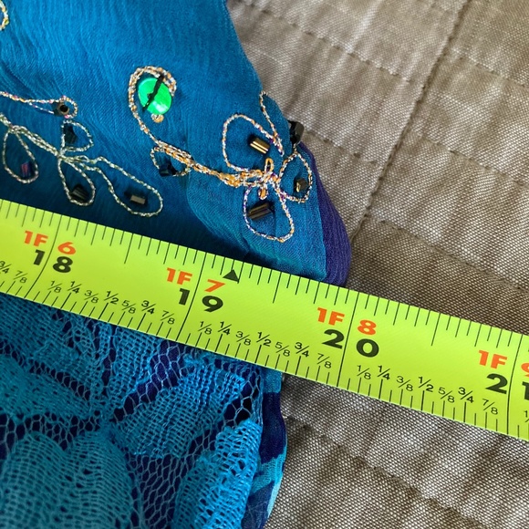 Embellished Tank Top w Flared Mixed Media Lace SIZE L - Picture 11 of 12